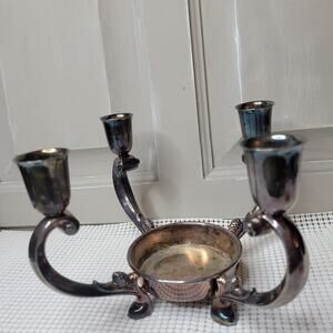 VTG Reed & Barton #331 4 Arm Silver Plate Pine Cone Candlabra No Glass